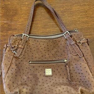 Dooney & Bourke Tan Ostrich-Embossed Leather Shoulder Bag